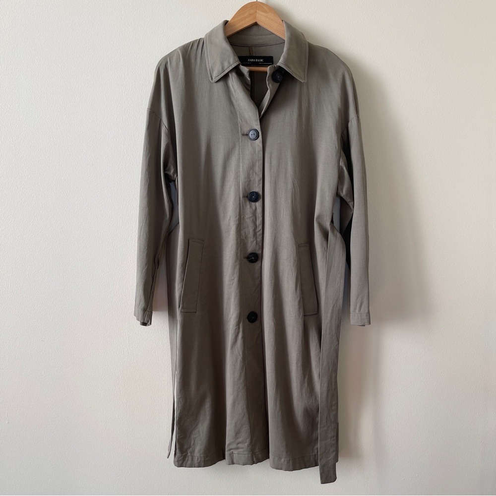 ZARA Lightweight Trench Coat in Khaki Green